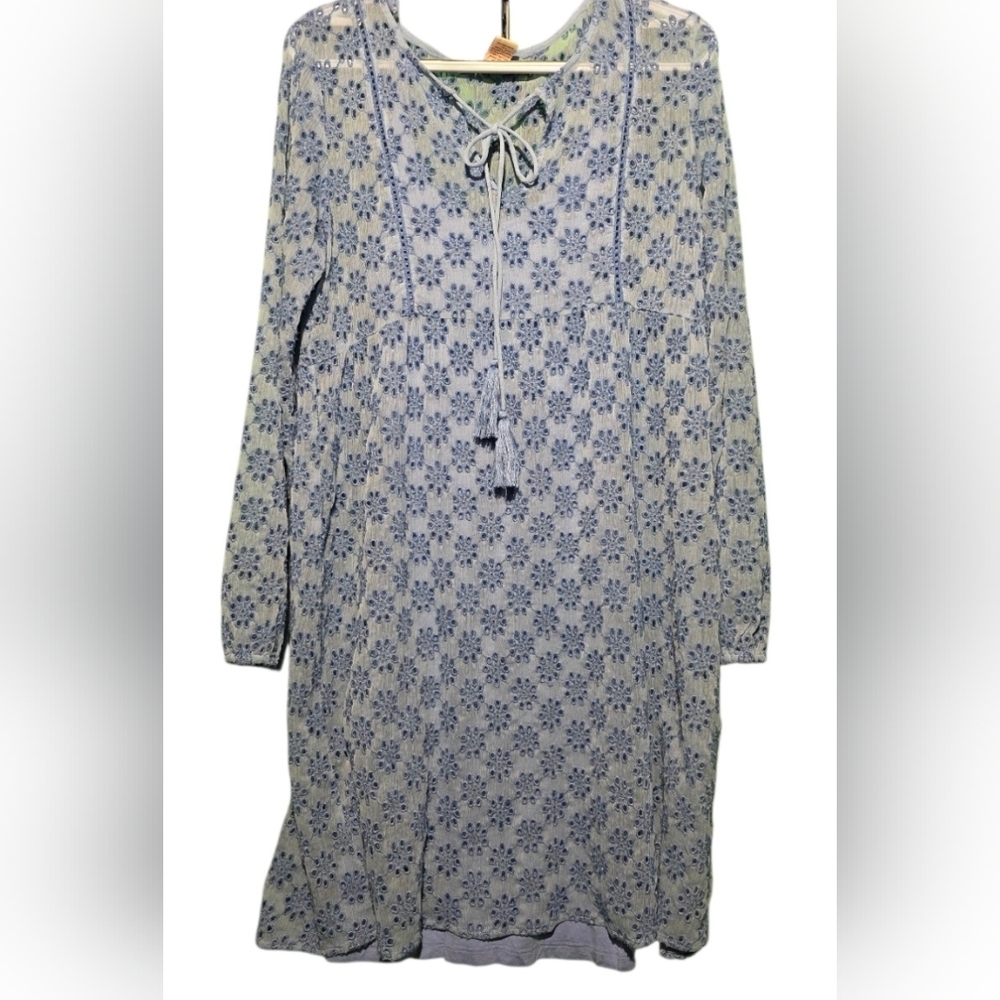Sundance Blue Eyelit Floral Dress Size Small PTP 20